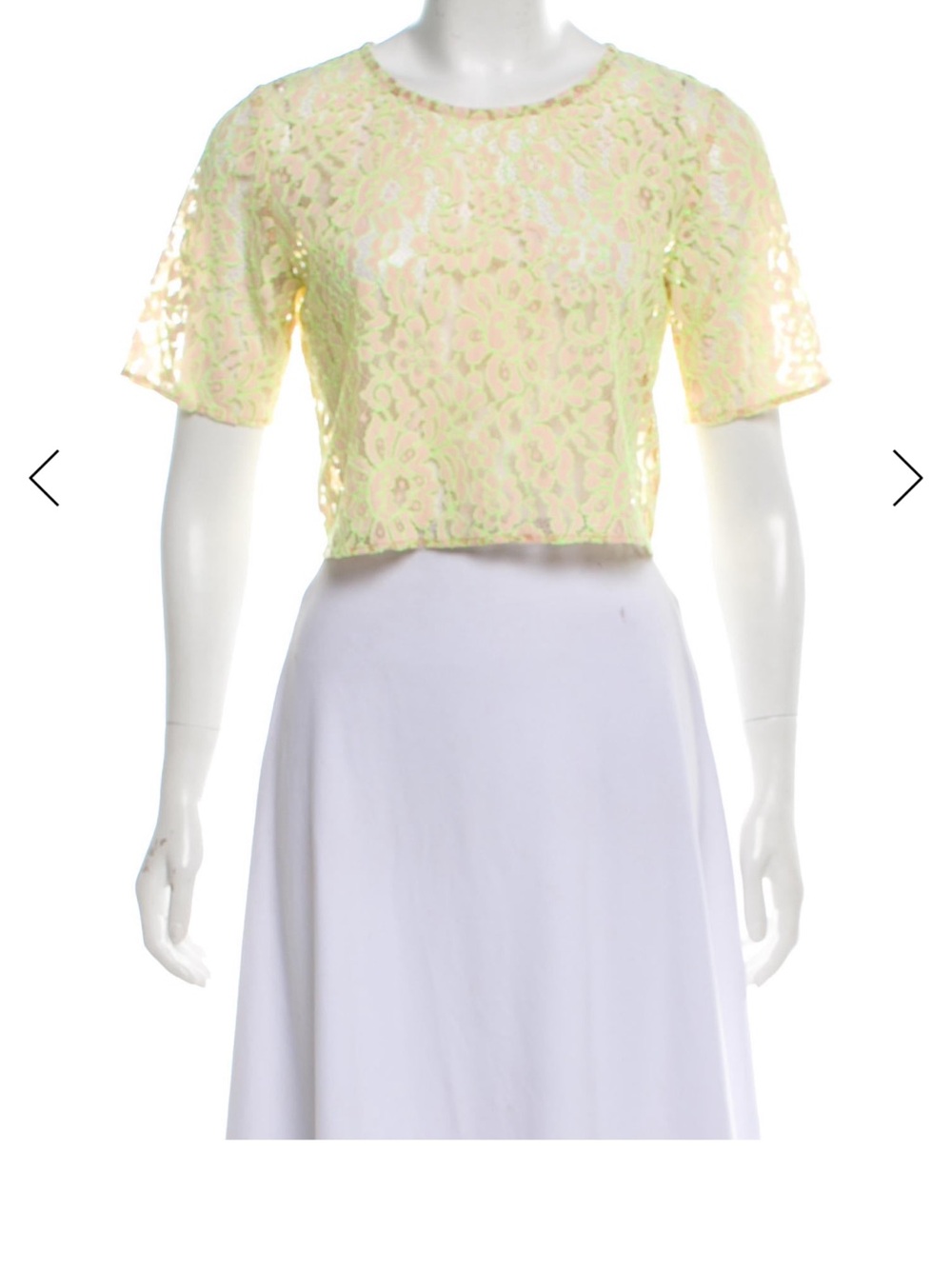 Alexis Lace Overlay Crop Skirt - Yellow